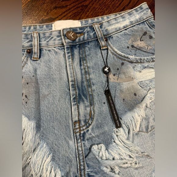 Free People One Teaspoon Fleetwood Artiste Rollers Denim Shorts Size 25 - Picture 6 of 9